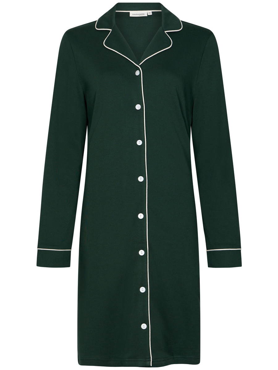 Warm katoenen doorknoopnachthemd groen