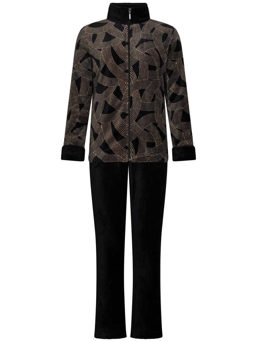 Duurzaam zwart fleece huispak Pastunette