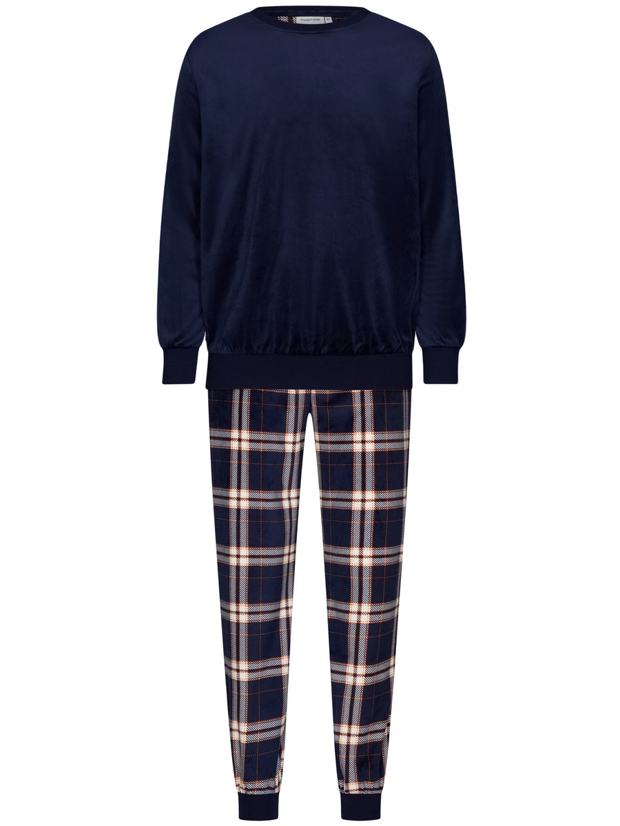 Warme velours heren pyjama ruiten