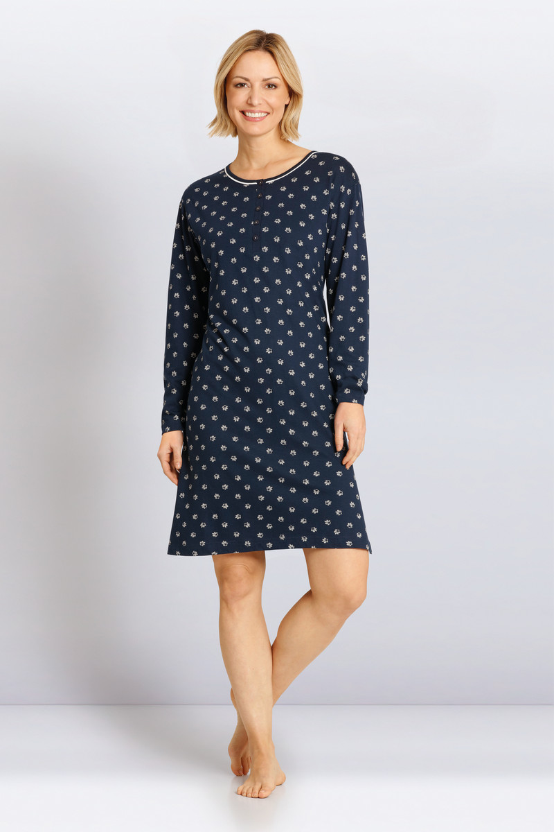 Hajo nachthemd blauw met all-over print