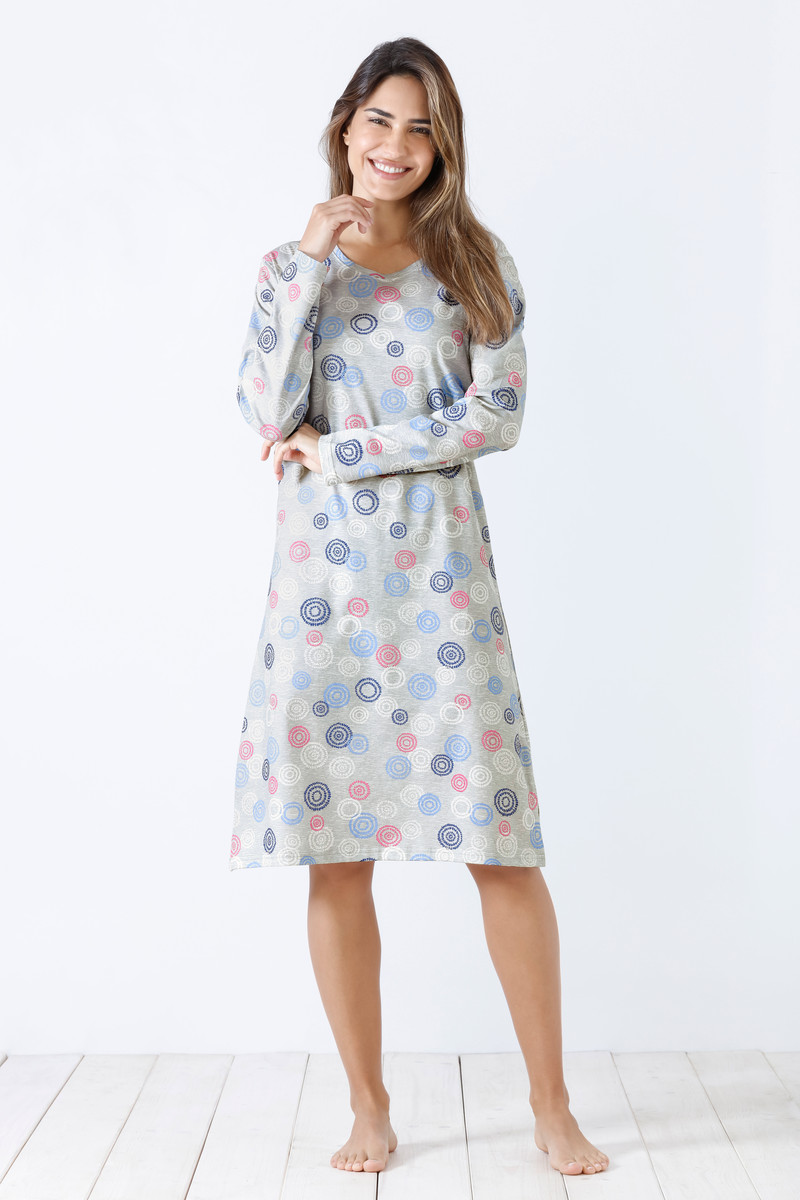 Dames nachthemd grafische cirkels Hajo