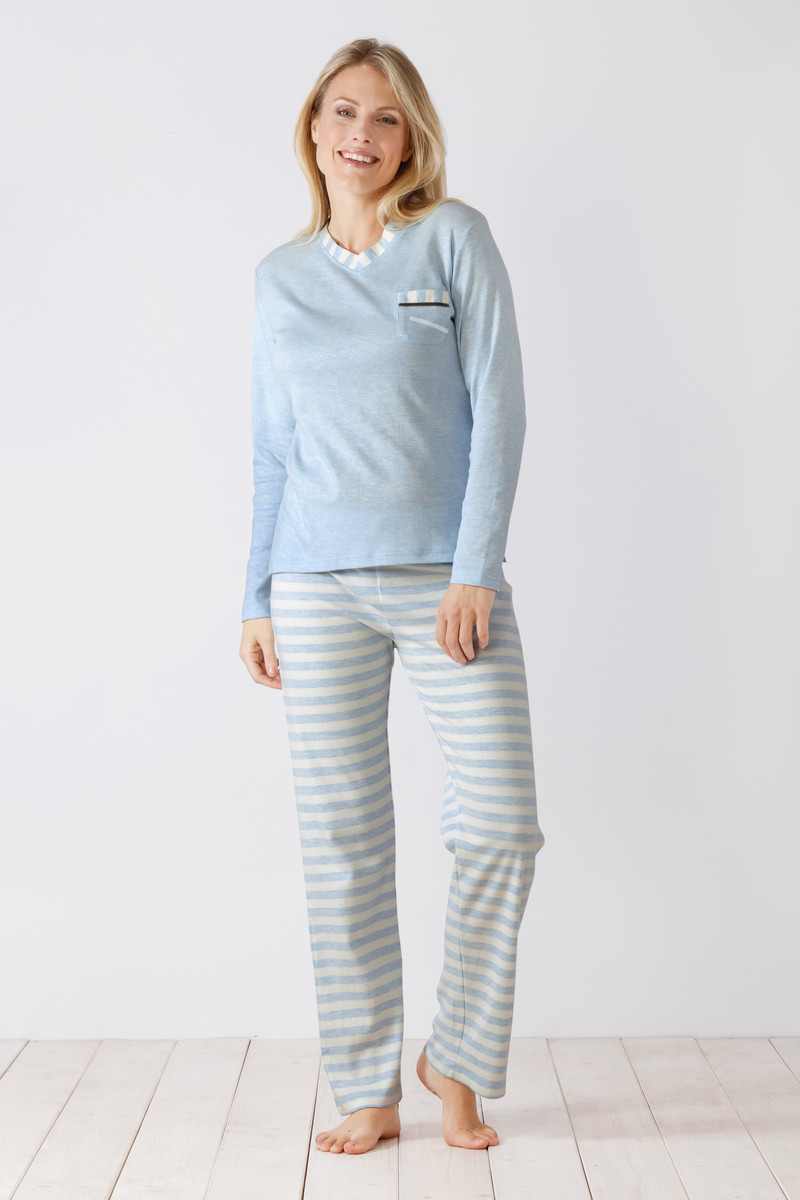 Warme blauwe dames pyjama Hajo