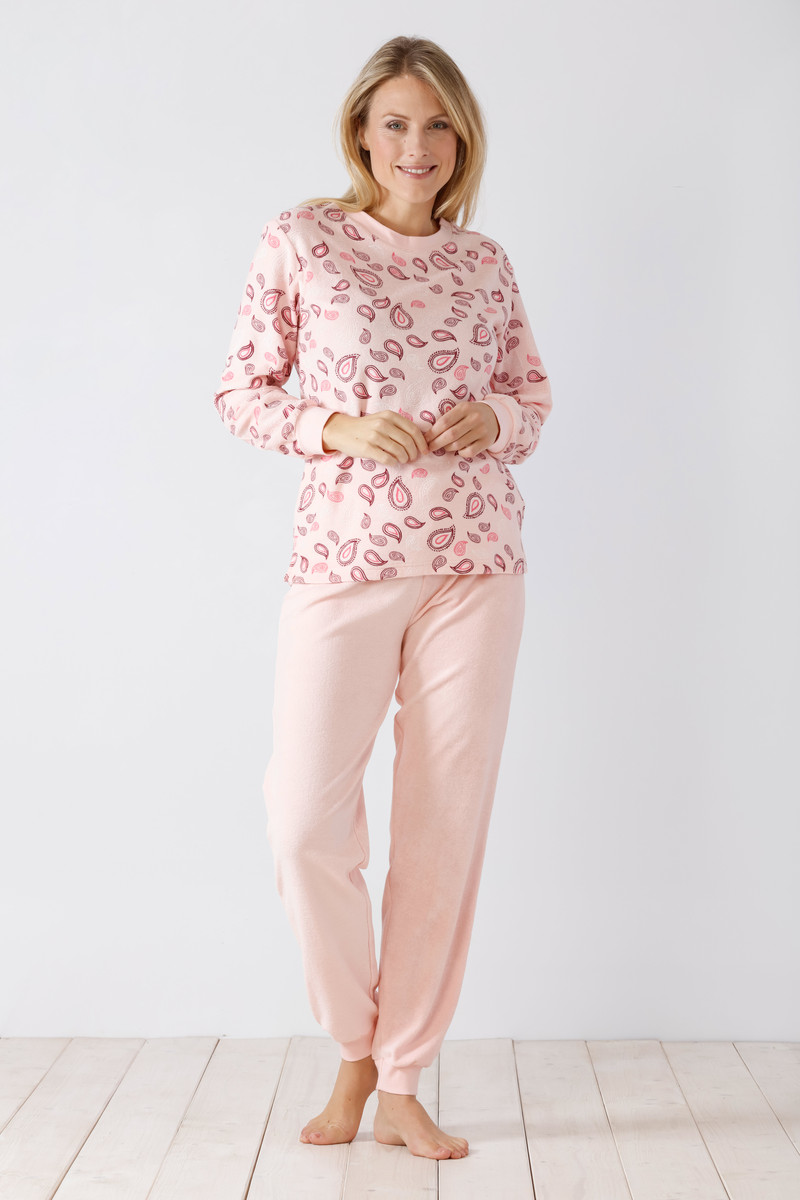 Roze badstof pyjama paisley Hajo