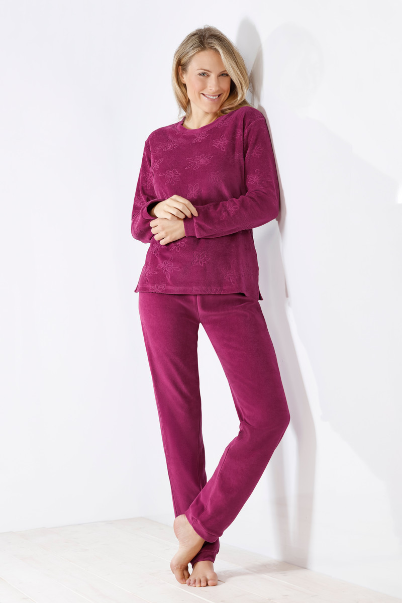 Paars velours dames pyjama Hajo