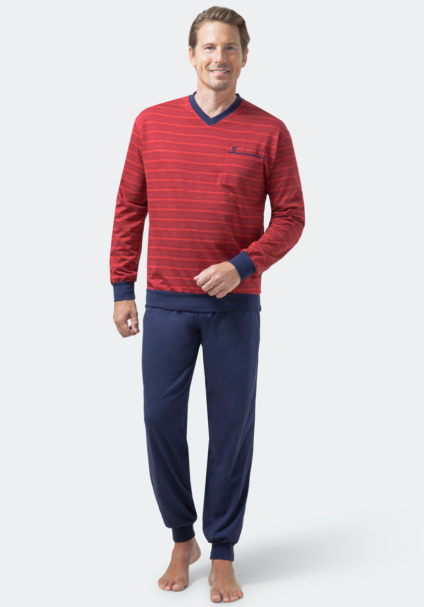 Rode heren pyjama strepen Hajo