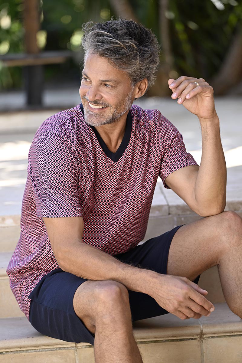 Katoenen heren shortama rood Van Ringella