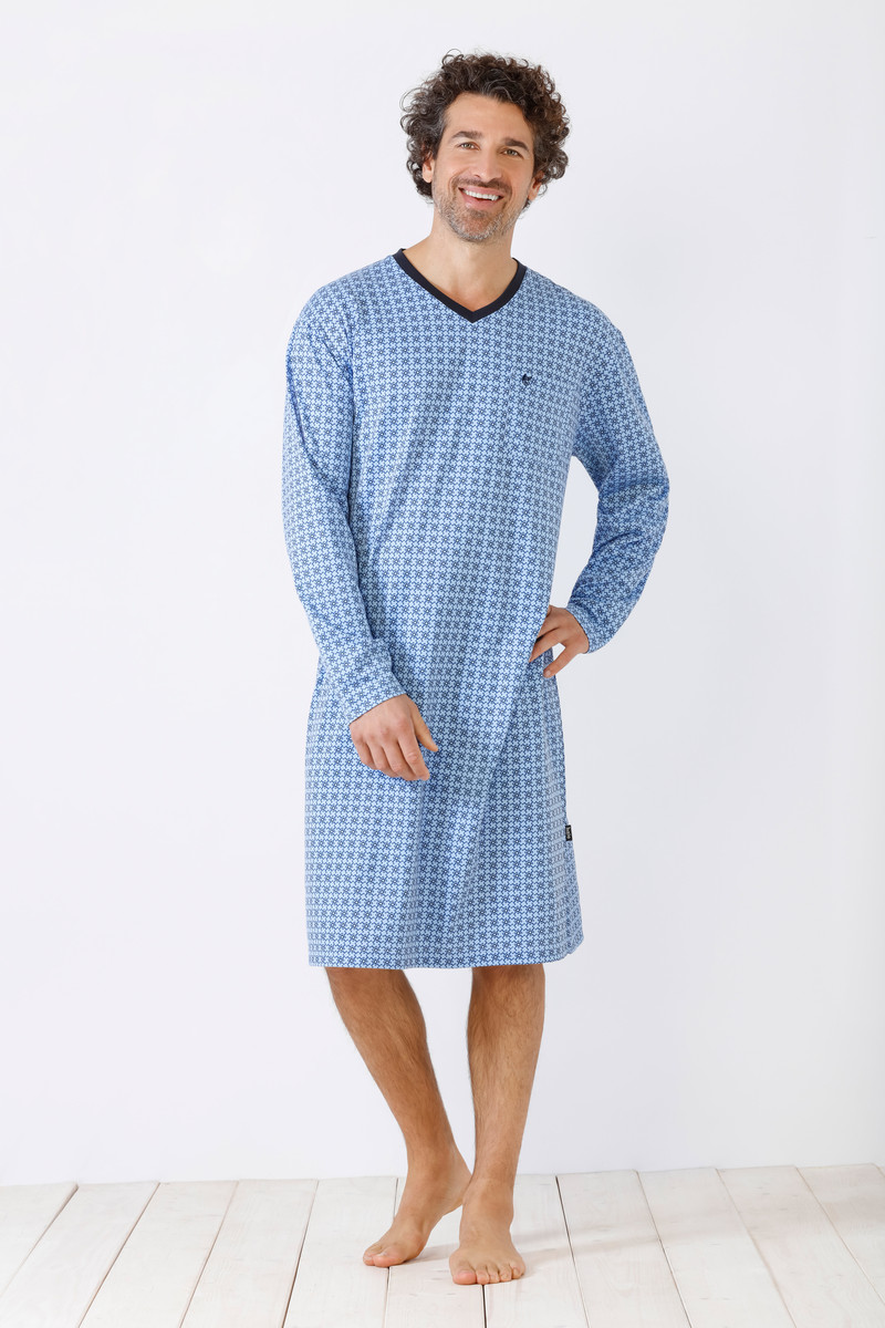 Lichtblauw heren nachthemd Hajo