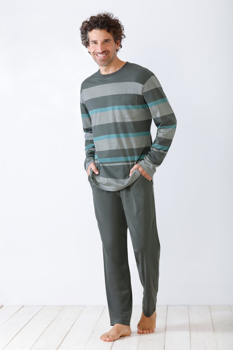 Grijs gestreepte herenpyjama van Hajo