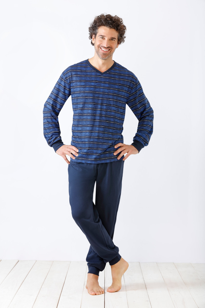 Hajo heren pyjama met blauwe strepen