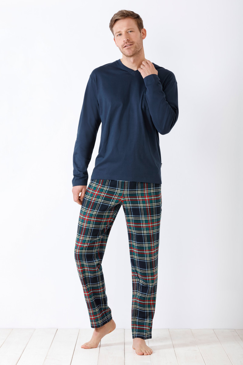 Hajo heren pyjama met flanellen broek