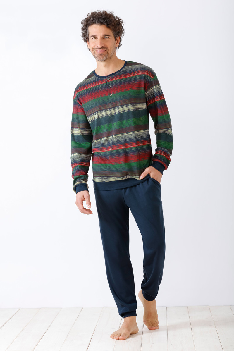 Hajo heren pyjama interlock vrolijke strepen