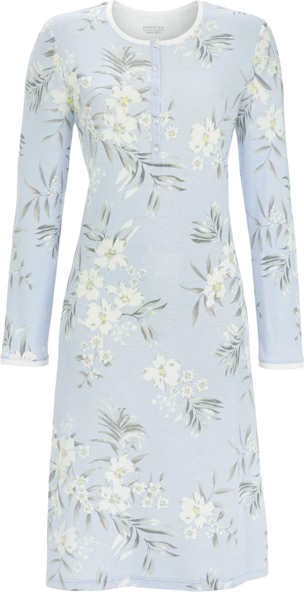 Warm blauw nachthemd bloemen
