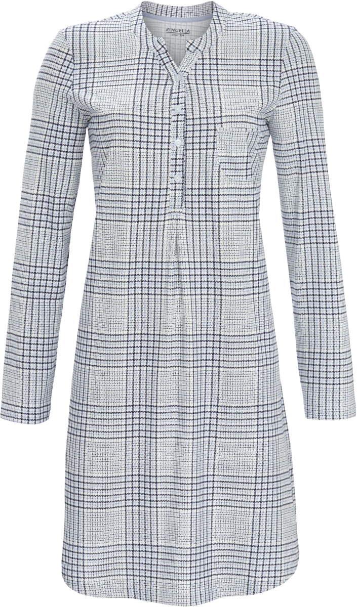 Katoenen ruiten nachthemd blauw