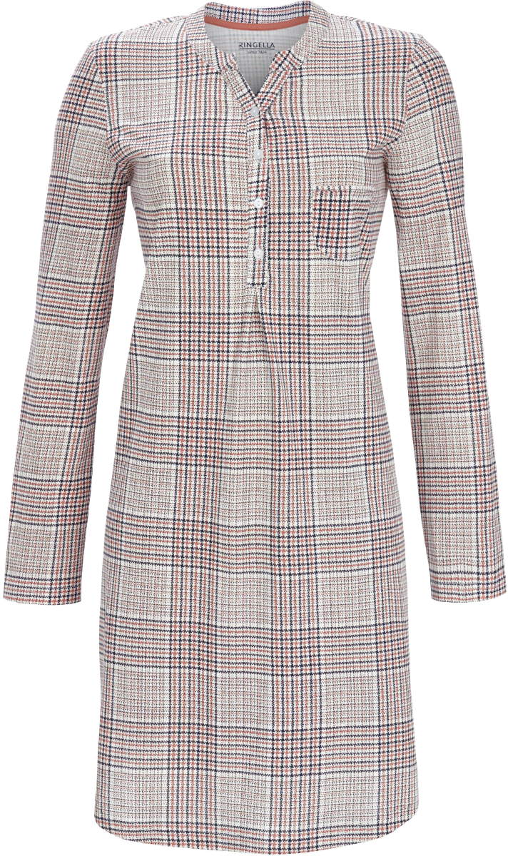 Katoenen ruiten nachthemd rood