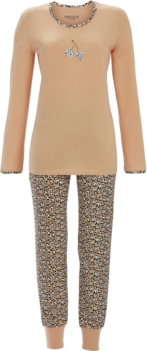 Katoenen pyjama kersen panterprint