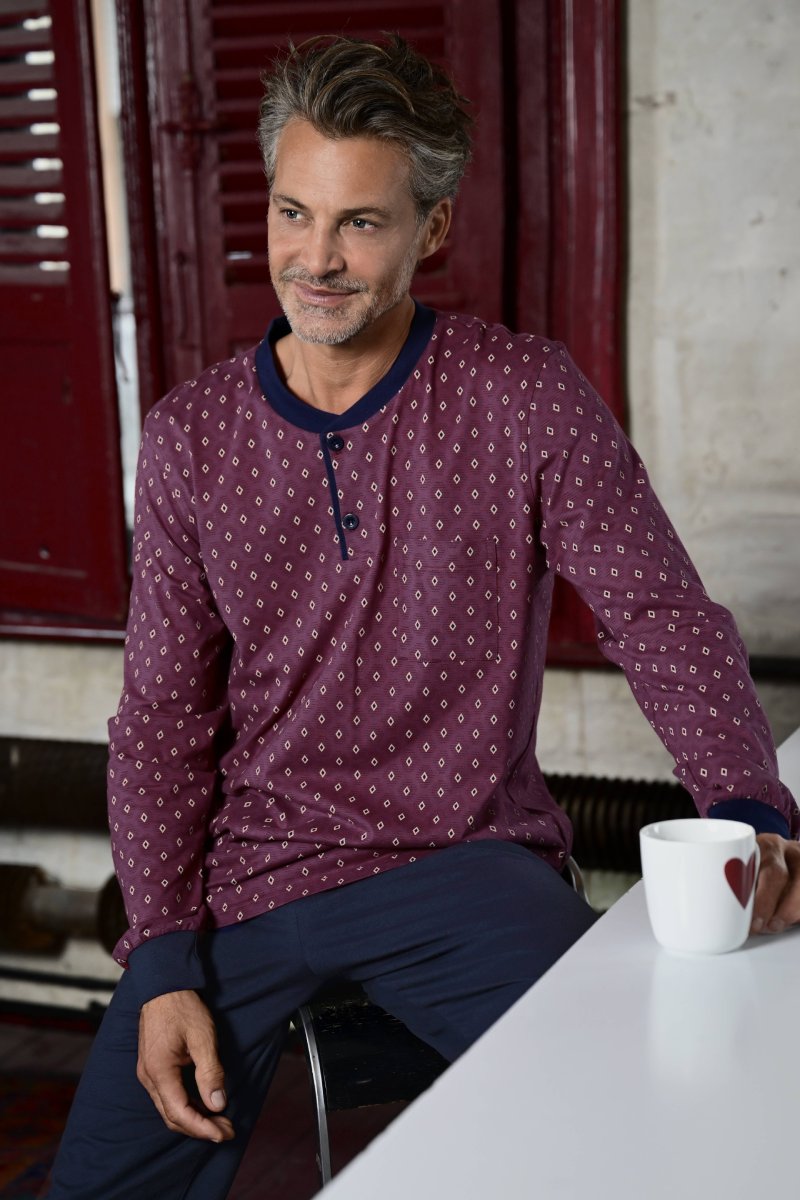 Rode heren pyjama katoen