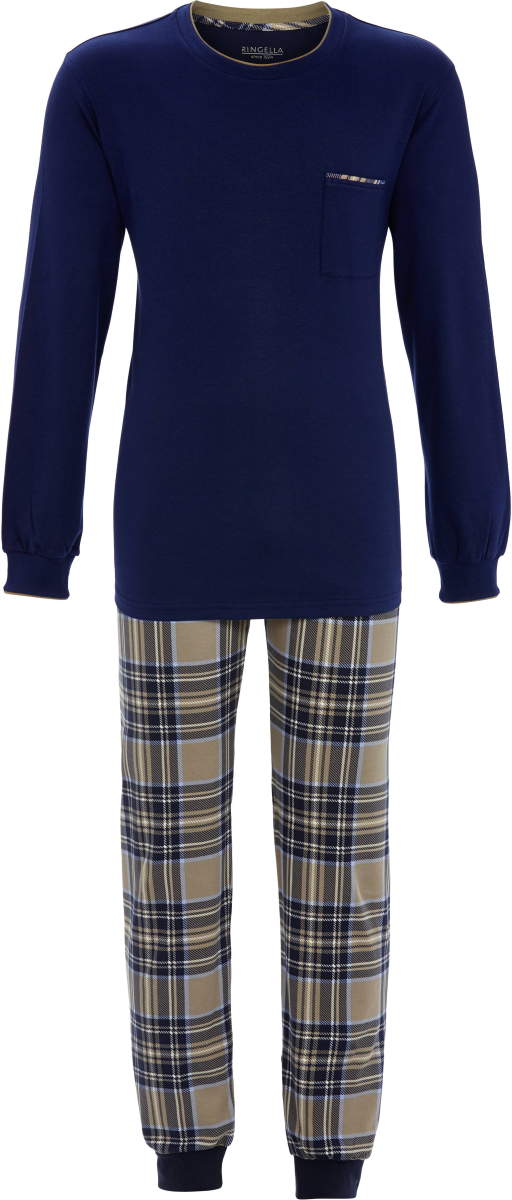Warme heren pyjama blauw