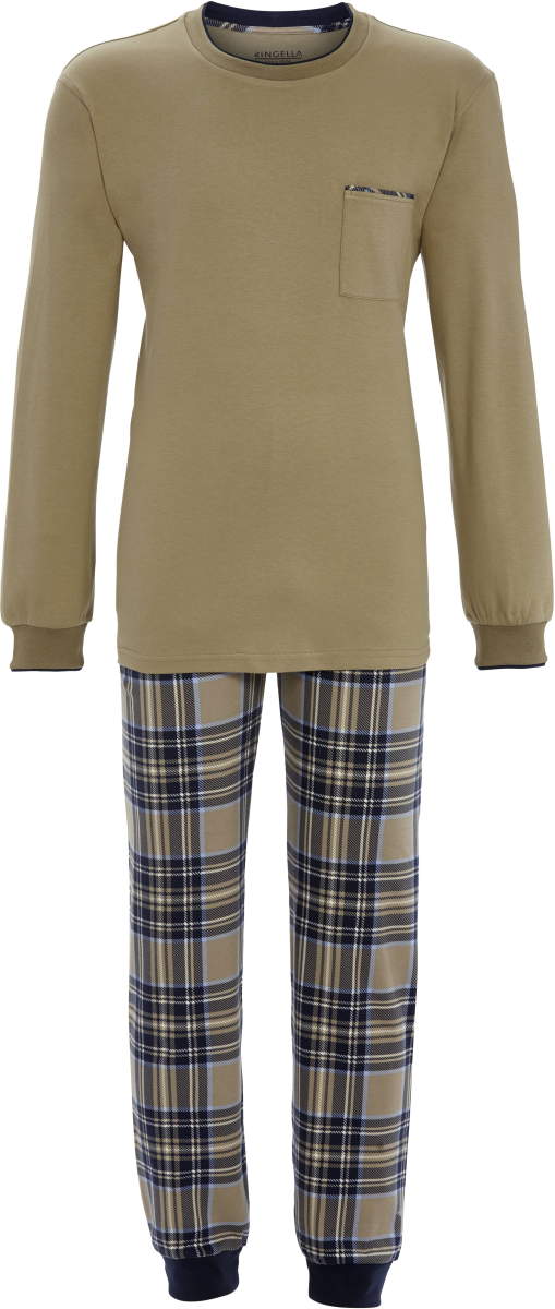 Warme heren pyjama bruin