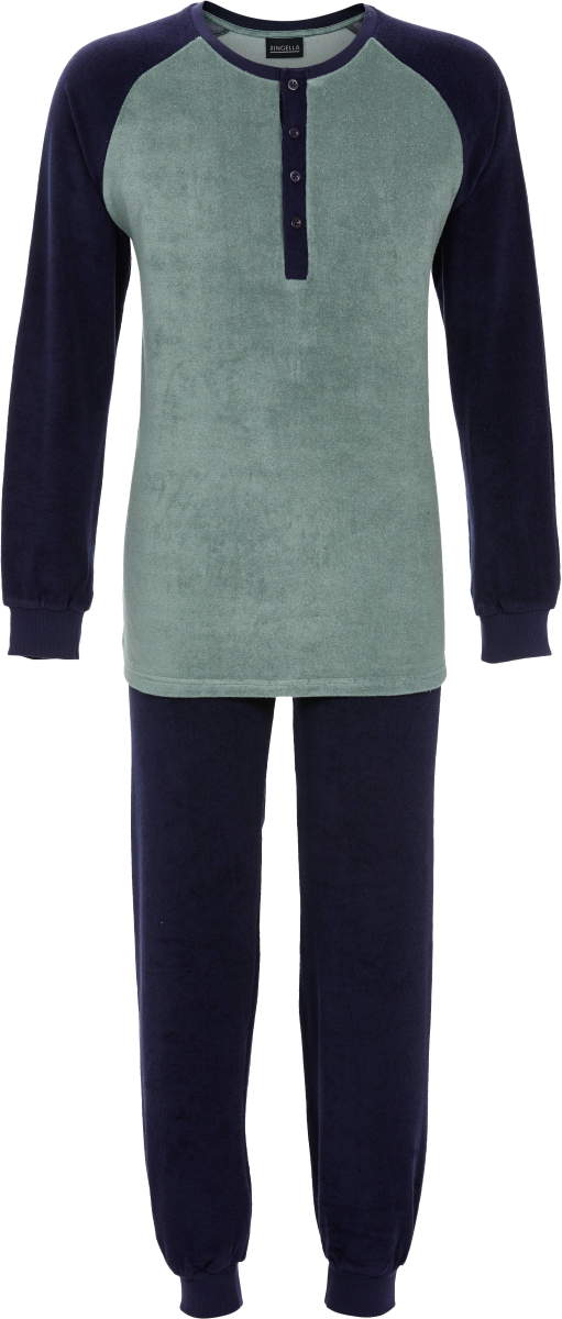 Badstoffen heren pyjama blauw