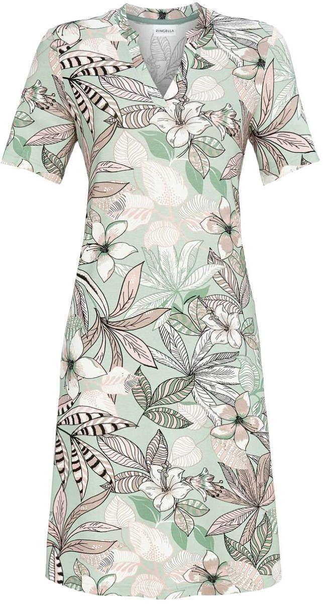 Nachthemd groene en roze bloemen