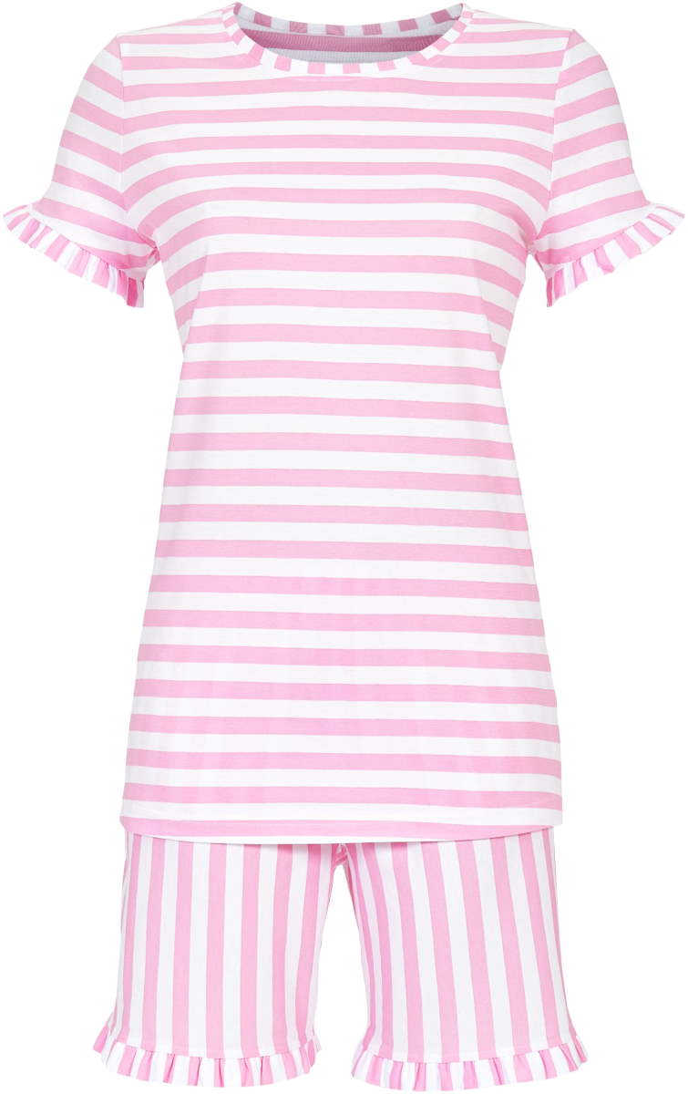 Katoenen shortama roze strepen