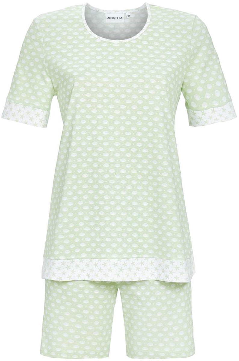 Katoenen shortama schelpen groen