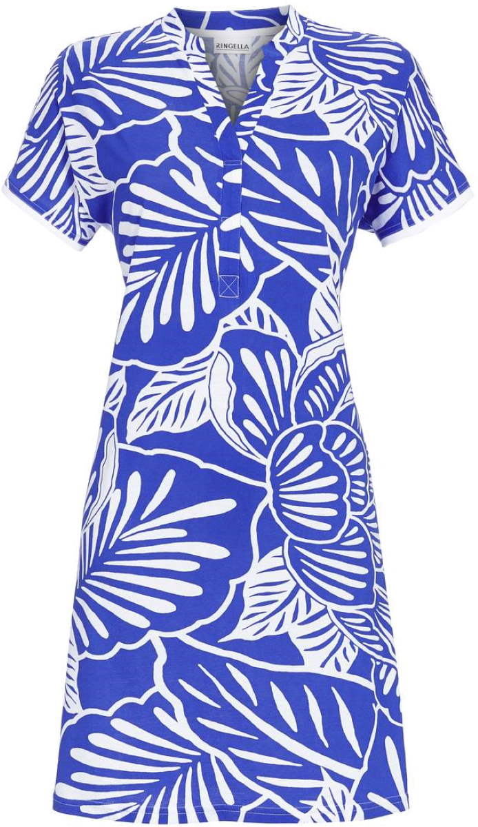 Blauw strandjurkje witte bladeren