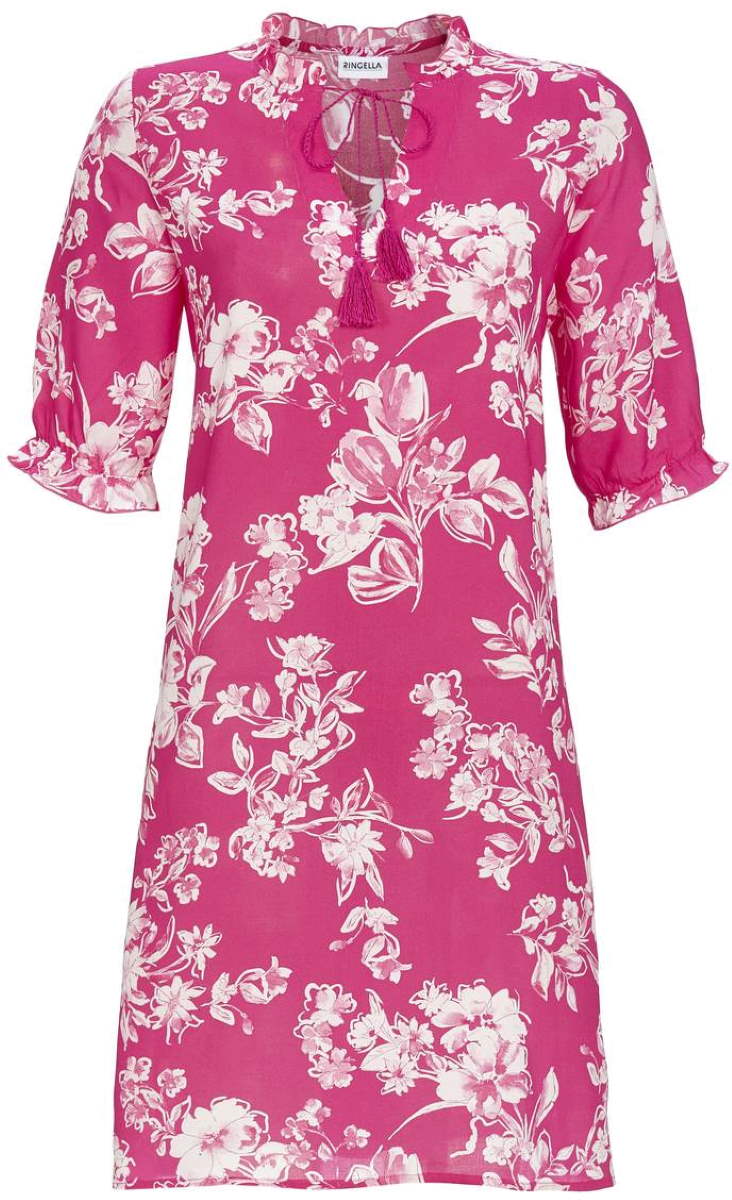 Roze strandjurk witte bloemen