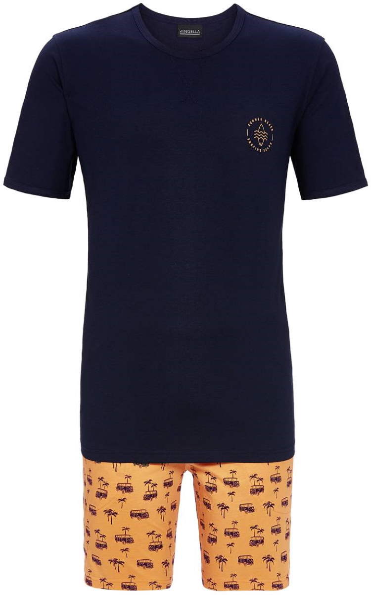 Nachtblauwe heren shortama palmbomen