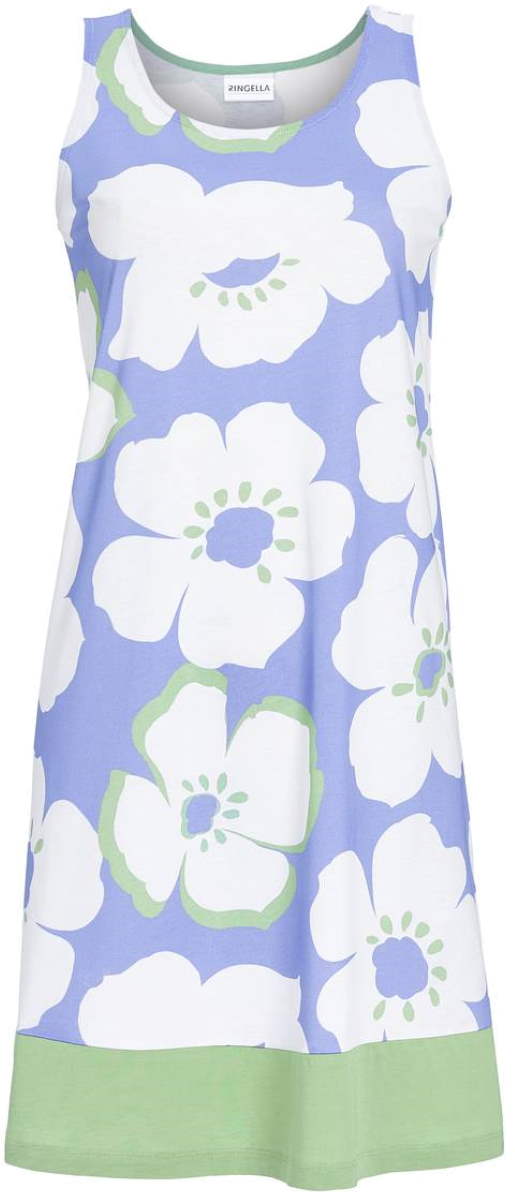 Helderblauw bloemen nachthemd katoen