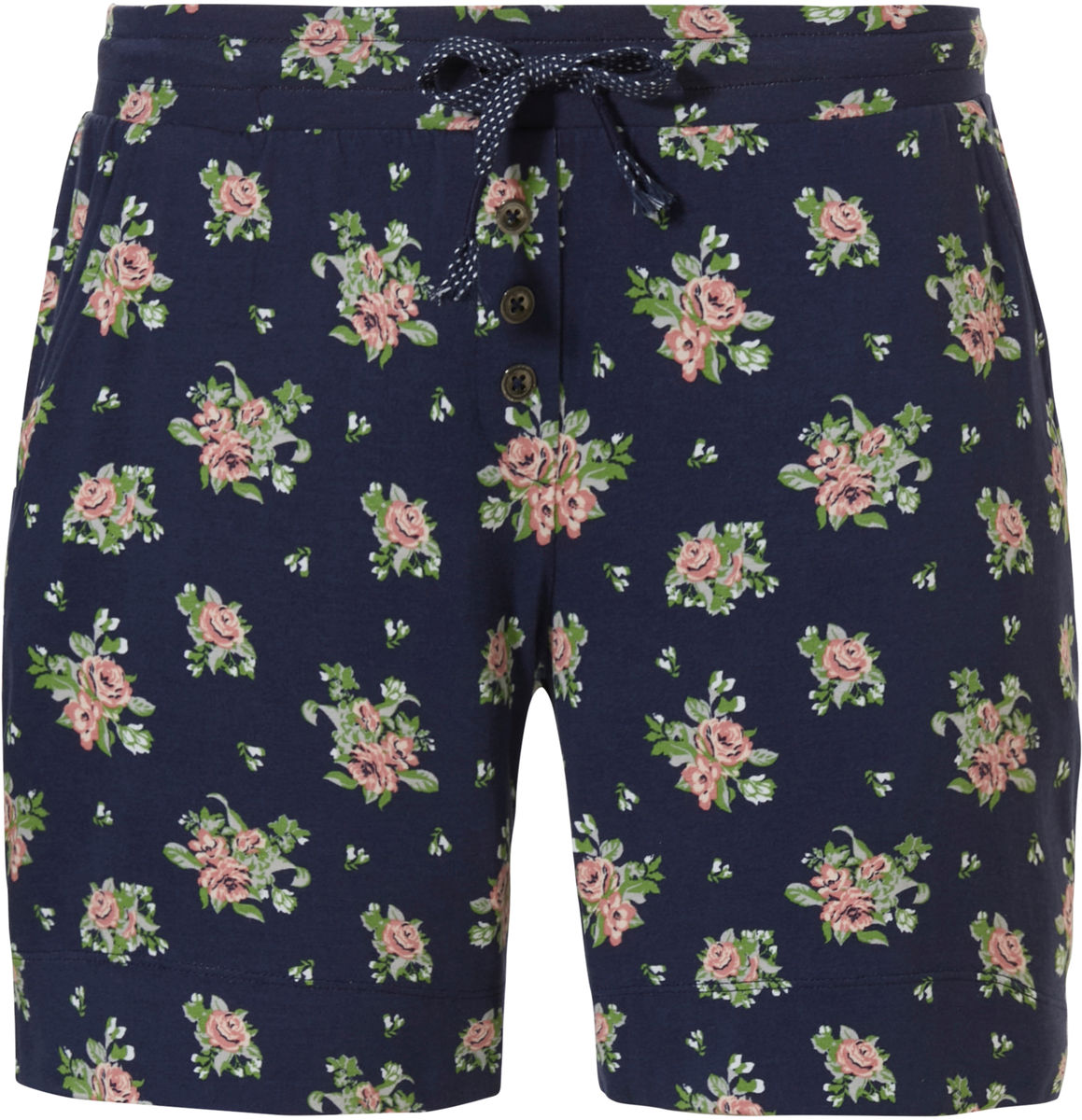 Blauwe pyjamashort roosjes Pastunette