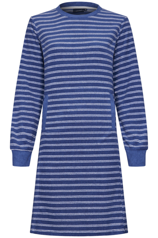 Blauw gestreept badstof nachthemd