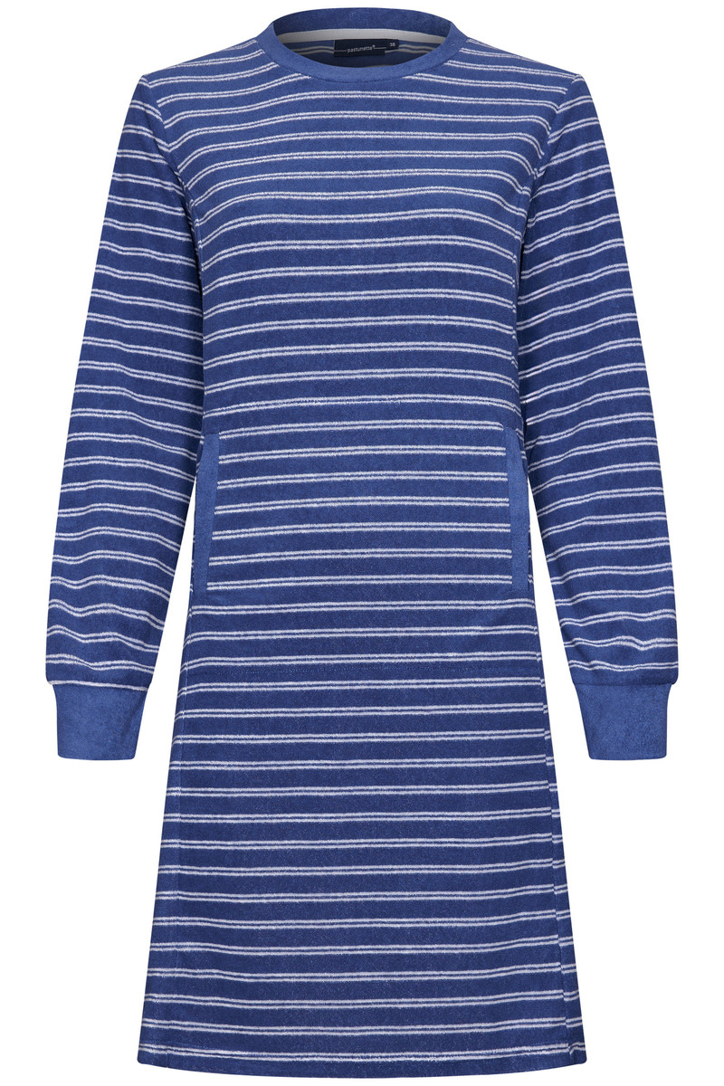 Blauw gestreept badstof nachthemd