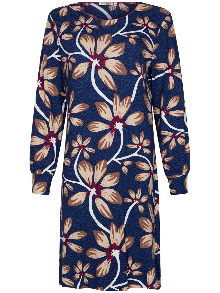 Marineblauw nachthemd bloemen Pastunette