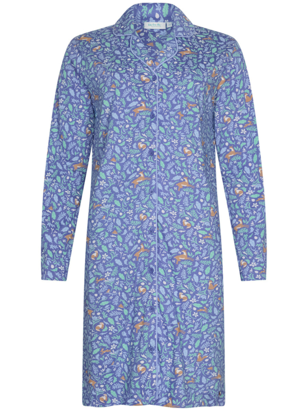 Katoenen doorknoopnachthemd bosdieren