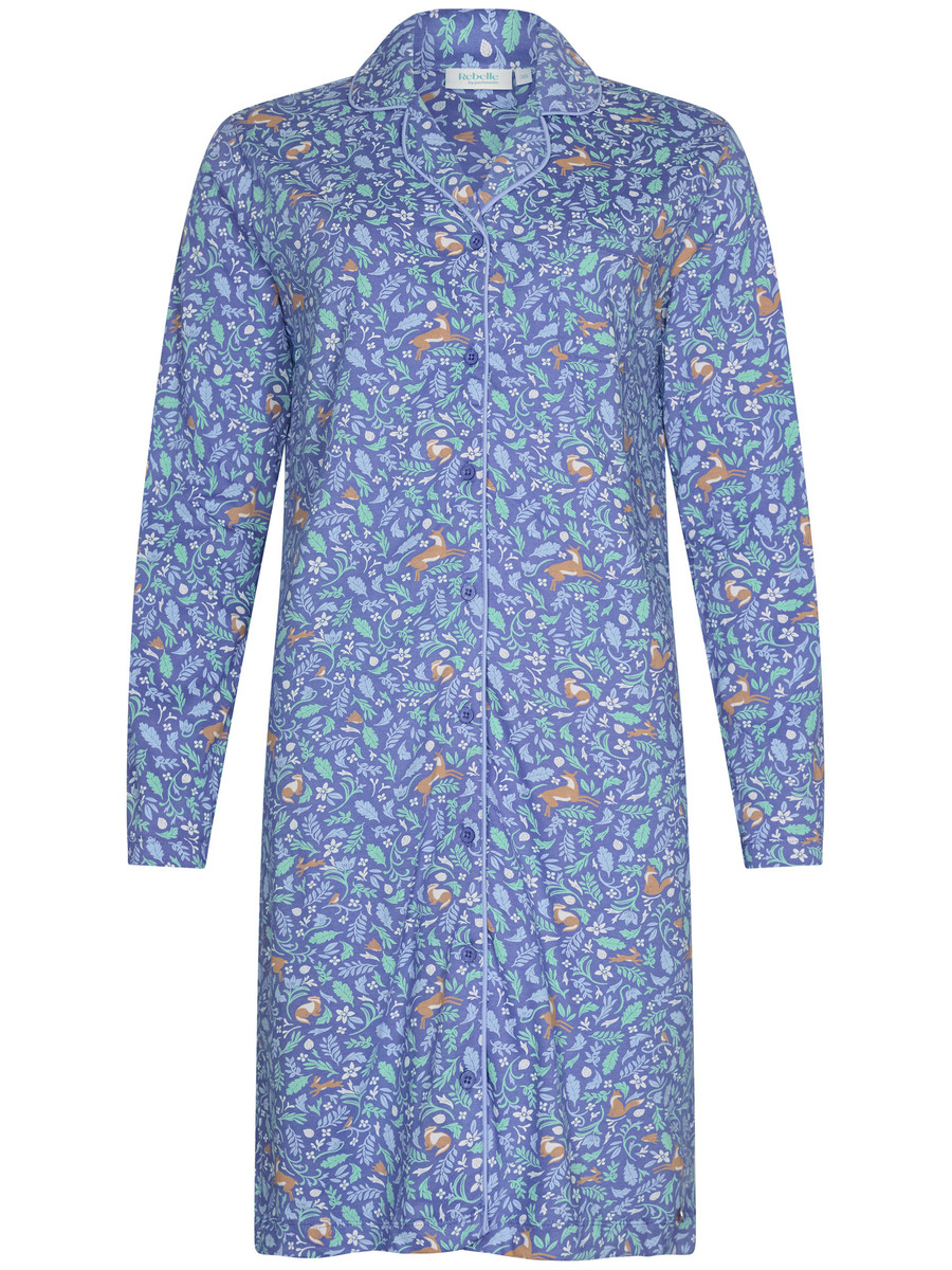 Katoenen doorknoopnachthemd bosdieren