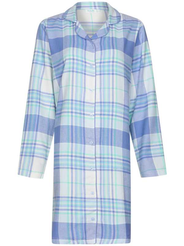 Flanellen doorknoopnachthemd ruiten