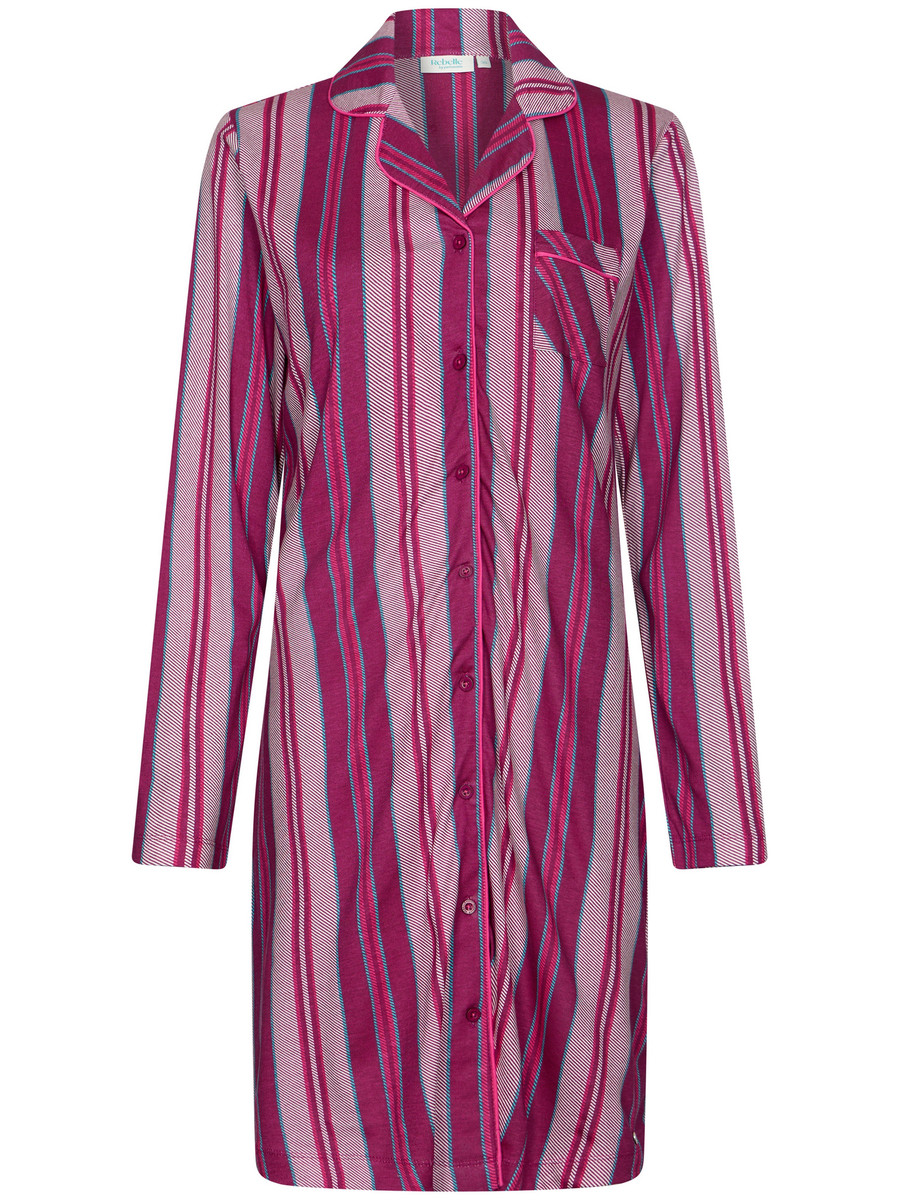 Duurzaam katoenen doorknoopnachthemd paars