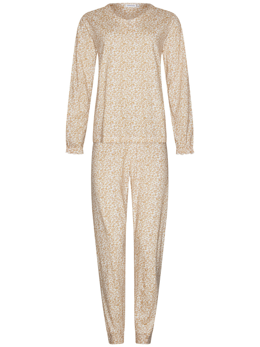 Katoenen pyjama beige panterprint