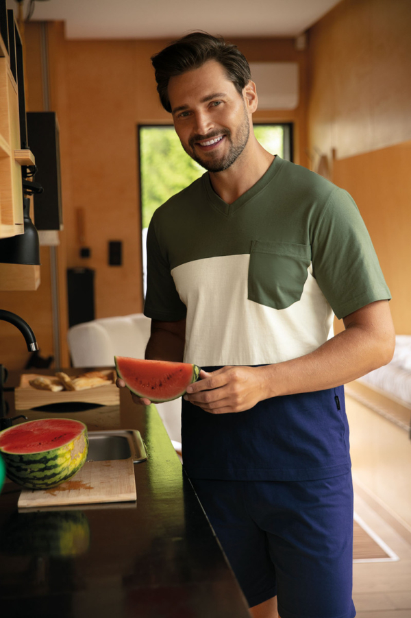 Heren shortama brede strepen