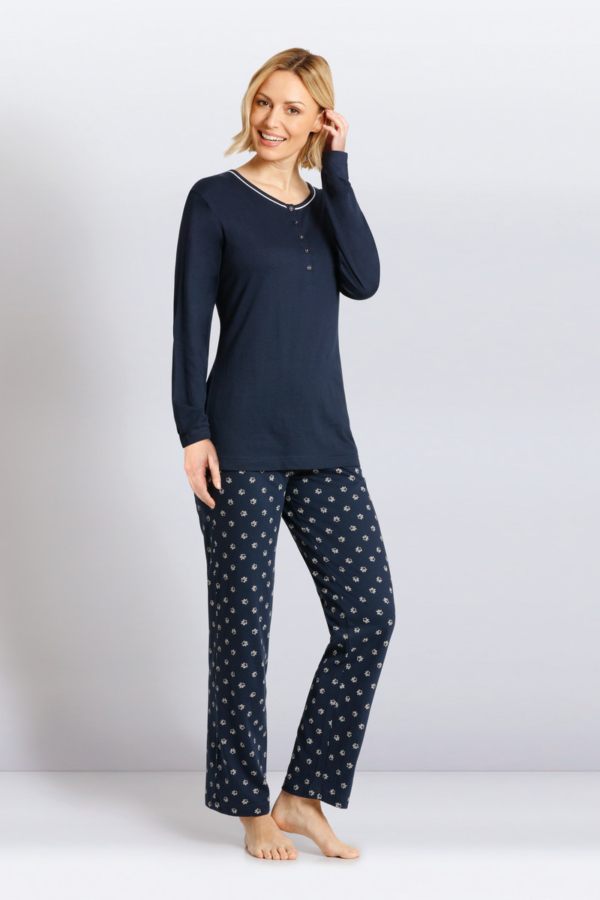 Hajo dames pyjama blauw met print