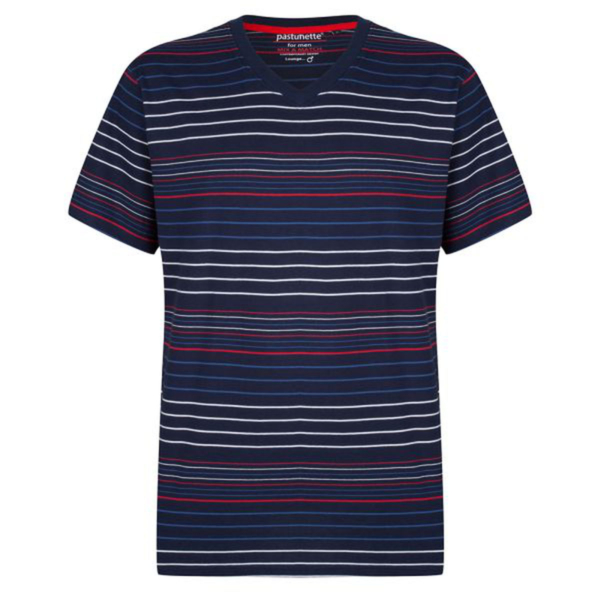 Heren pyjamashirt gestreept blauw