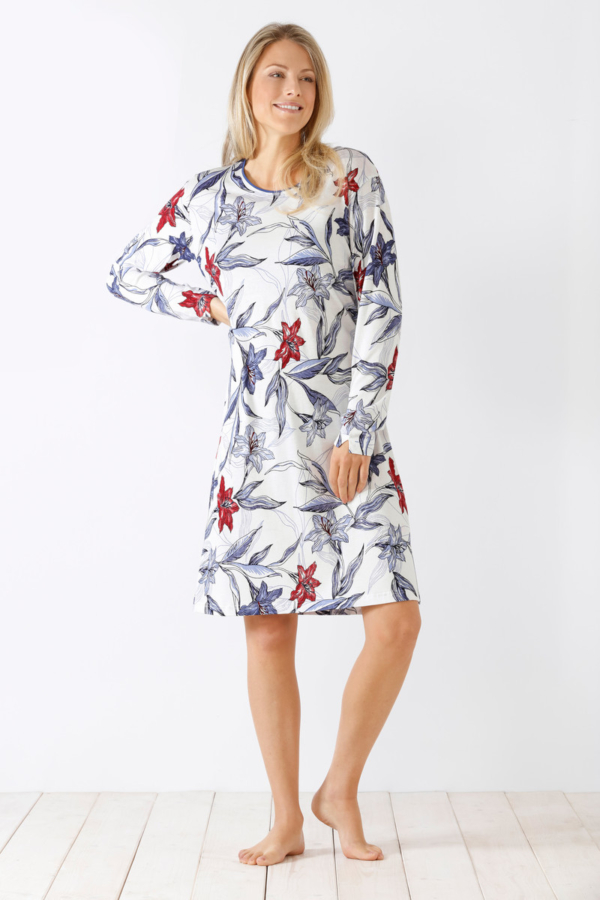 Nachthemd blauwe bloemen Hajo