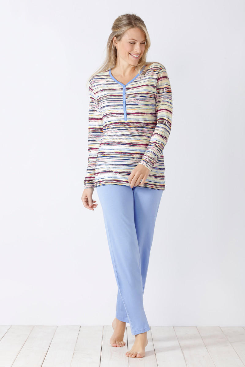 Speels gestreepte dames pyjama Hajo