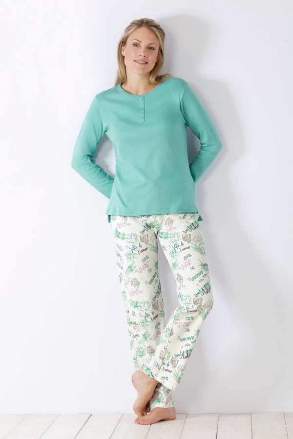 Turquoise Paris dames pyjama Hajo