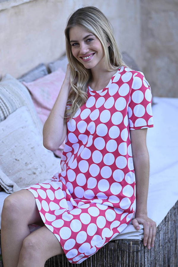 Nachthemd grafische stippen katoen