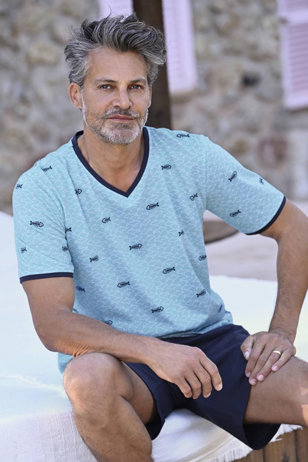 Lichtblauwe heren shortama haaien