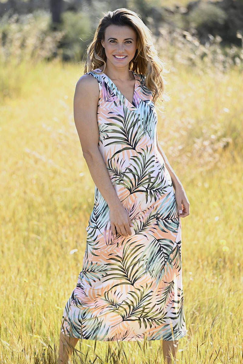 Lang nachthemd bonte palmbladeren