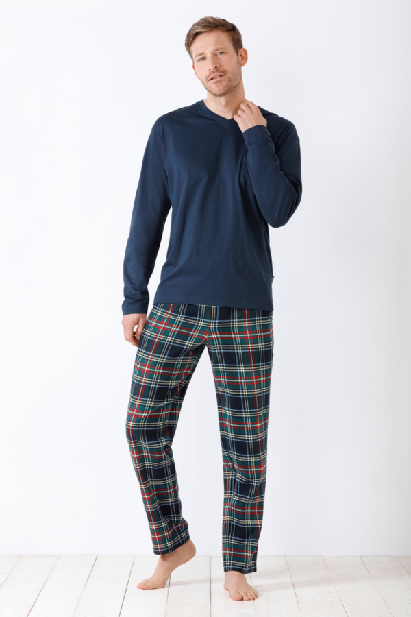 Hajo heren pyjama met flanellen broek