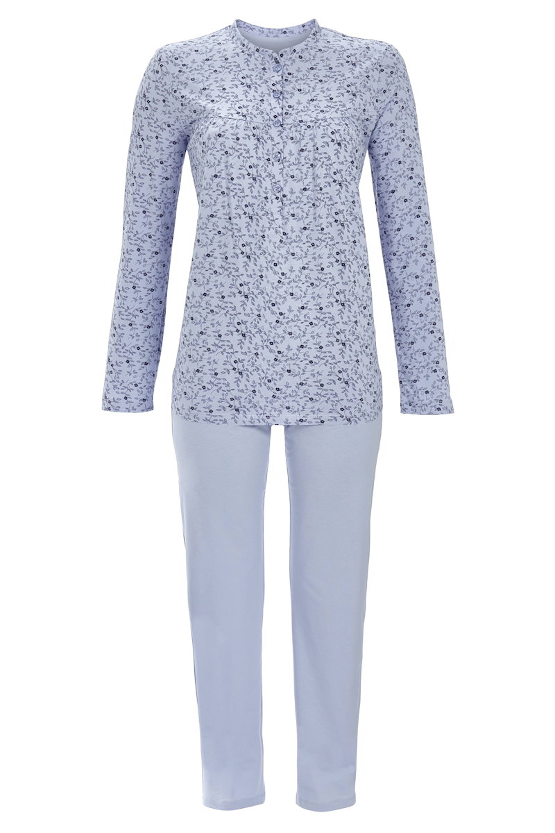 Katoenen pyjama Ringella blauw 7/8 broek